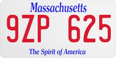 MA license plate 9ZP625