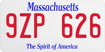 MA license plate 9ZP626