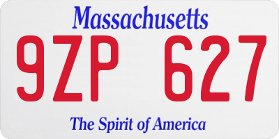 MA license plate 9ZP627