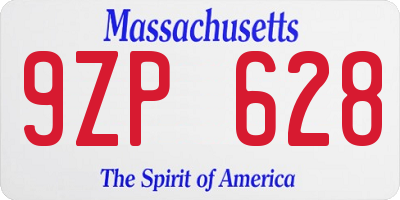 MA license plate 9ZP628