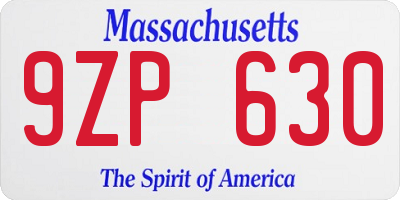 MA license plate 9ZP630