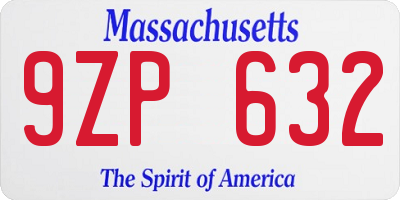 MA license plate 9ZP632