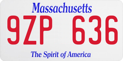 MA license plate 9ZP636