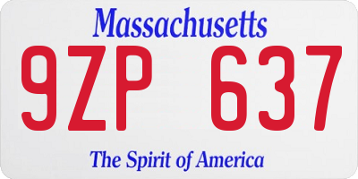 MA license plate 9ZP637