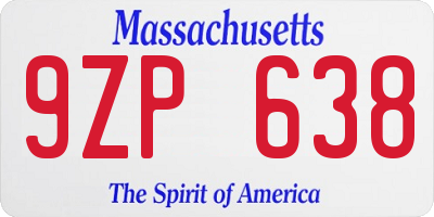 MA license plate 9ZP638