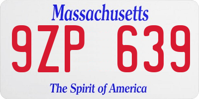 MA license plate 9ZP639