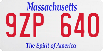 MA license plate 9ZP640