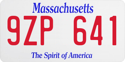 MA license plate 9ZP641