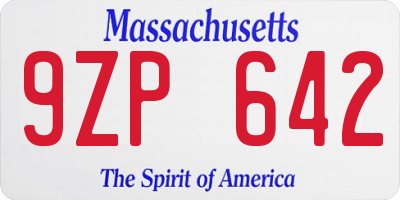 MA license plate 9ZP642