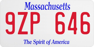 MA license plate 9ZP646