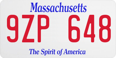 MA license plate 9ZP648