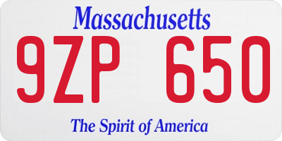 MA license plate 9ZP650