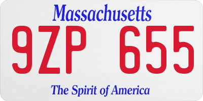 MA license plate 9ZP655
