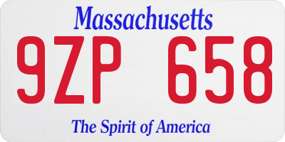 MA license plate 9ZP658