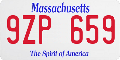 MA license plate 9ZP659