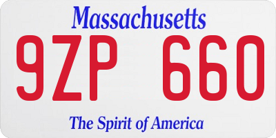 MA license plate 9ZP660