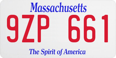MA license plate 9ZP661