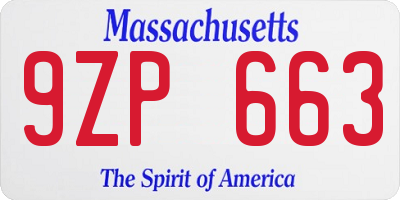 MA license plate 9ZP663