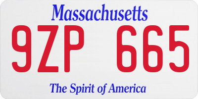 MA license plate 9ZP665