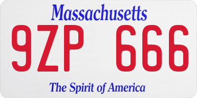 MA license plate 9ZP666