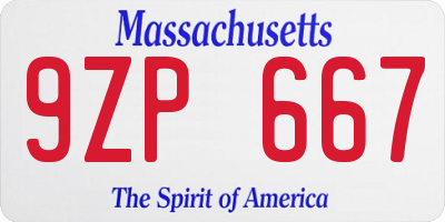 MA license plate 9ZP667