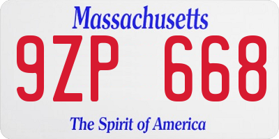 MA license plate 9ZP668