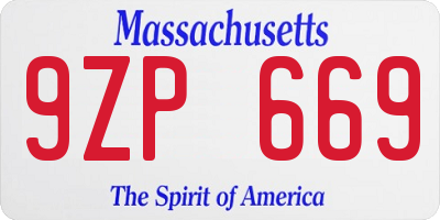 MA license plate 9ZP669