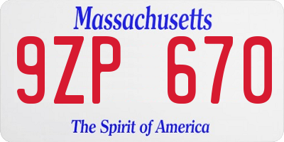 MA license plate 9ZP670