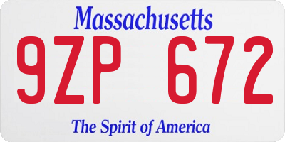 MA license plate 9ZP672