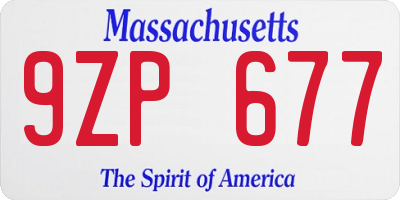 MA license plate 9ZP677