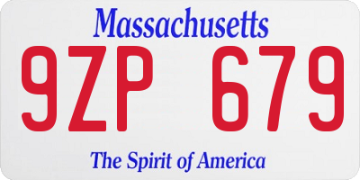 MA license plate 9ZP679