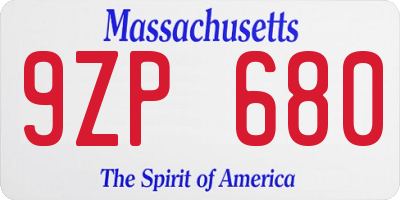 MA license plate 9ZP680