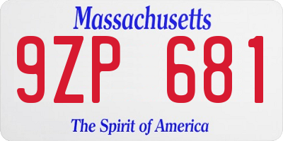 MA license plate 9ZP681