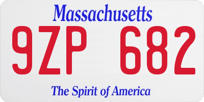 MA license plate 9ZP682