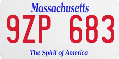 MA license plate 9ZP683