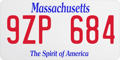 MA license plate 9ZP684