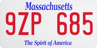 MA license plate 9ZP685