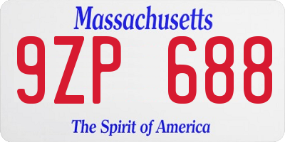 MA license plate 9ZP688