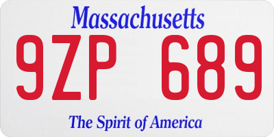 MA license plate 9ZP689