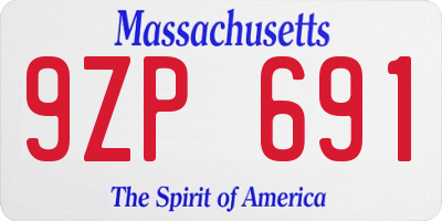 MA license plate 9ZP691