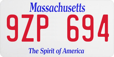 MA license plate 9ZP694