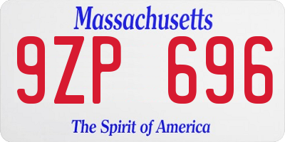 MA license plate 9ZP696