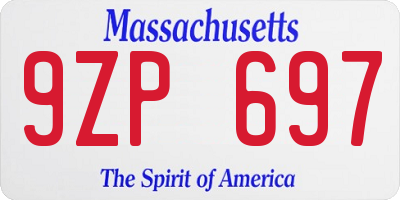 MA license plate 9ZP697