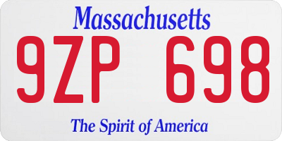 MA license plate 9ZP698