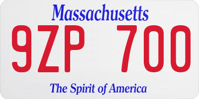 MA license plate 9ZP700