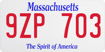 MA license plate 9ZP703