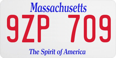 MA license plate 9ZP709