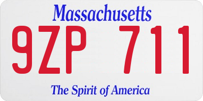 MA license plate 9ZP711