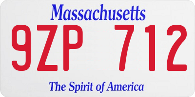 MA license plate 9ZP712
