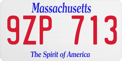 MA license plate 9ZP713